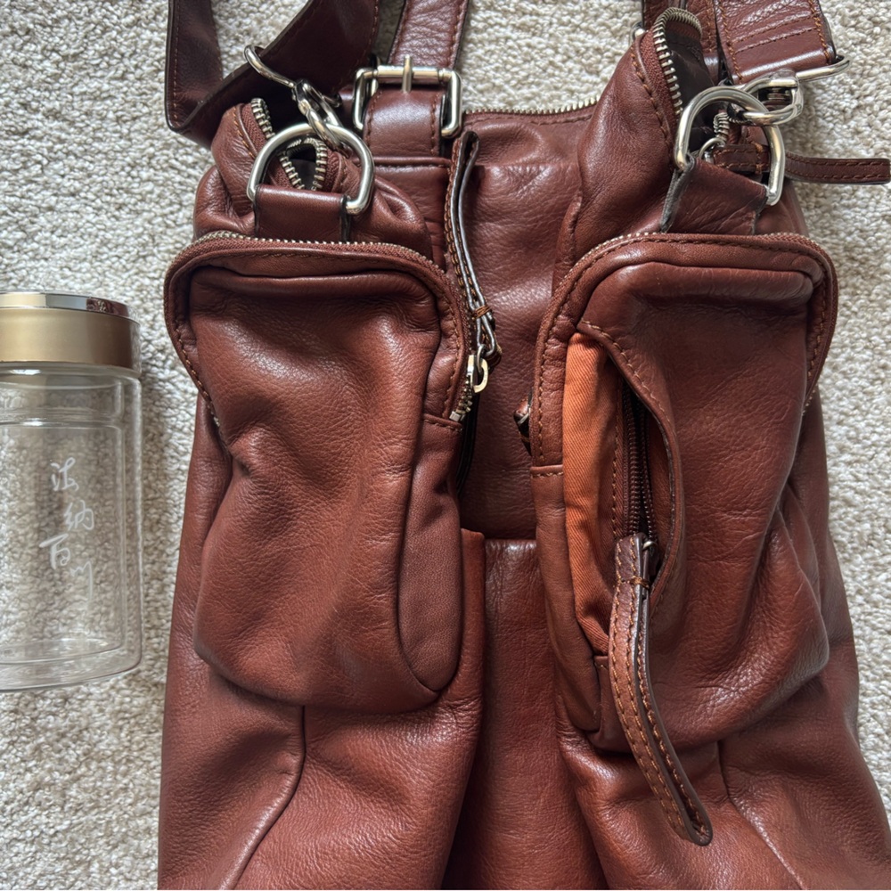 RARE CROMIA Genuine Italian Leather Double Handle Silv Hardware Made in Italy - Picture 8 of 14